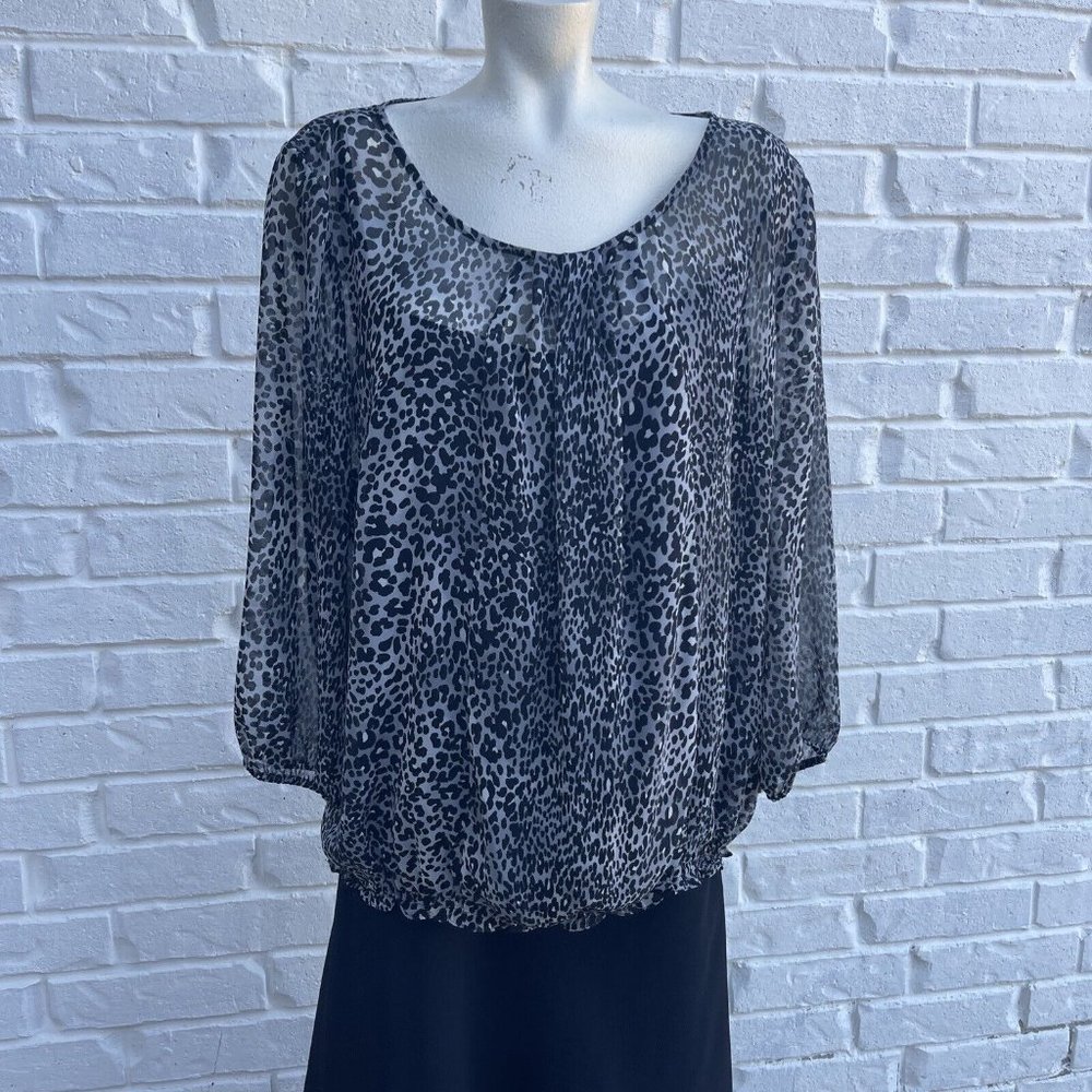 Womens East 5th Animal‎ Print Blouse Size XL With Built In Black Cami